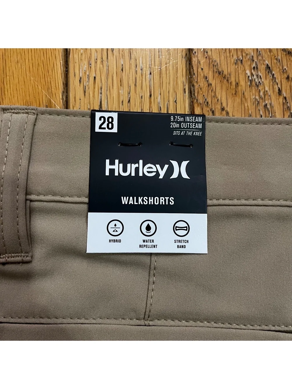 Hurley Men's Hybrid Water-Resistant Khaki Shorts Size 28